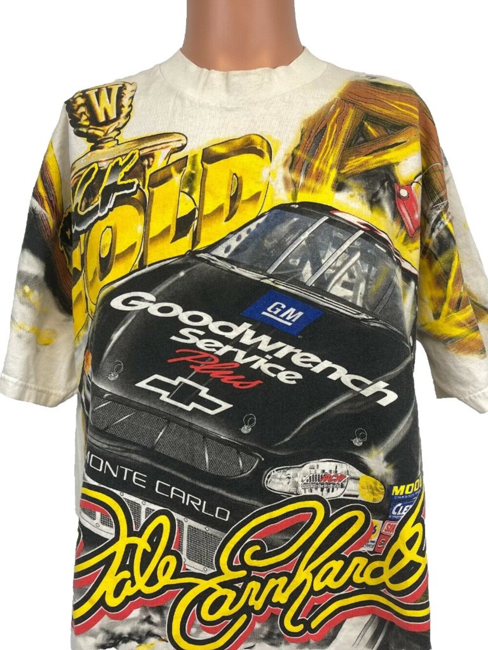 Vintage Dale Earnhardt T Shirt Mens L Chase Authentics All Over Print Nascar
